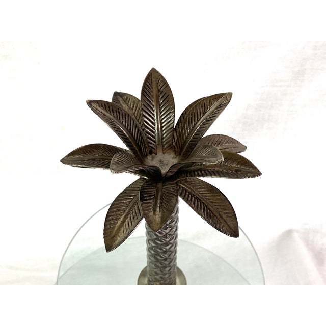 Silver Silver Bronze Palm Tree Glass Server For Sale - Image 8 of 13