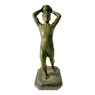 1940s Art Deco Period Bronzed Patina Male Athlete For Sale