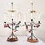 Farmhouse Frederick Cooper Chicago Tole Apple and Iron Candelabra Table Lamps Set of 2, 1950s Folk Art Toleware For Sale - Image 3 of 11