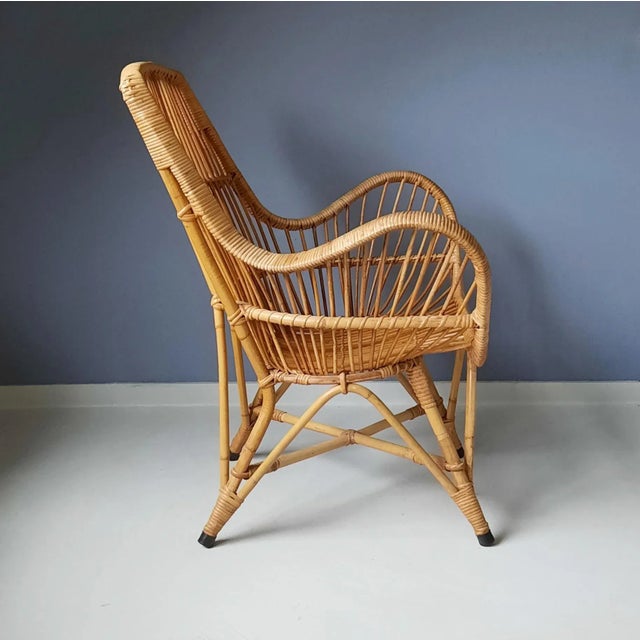 1960s Vintage Lounge Chair in Rattan, 1960s For Sale - Image 5 of 9