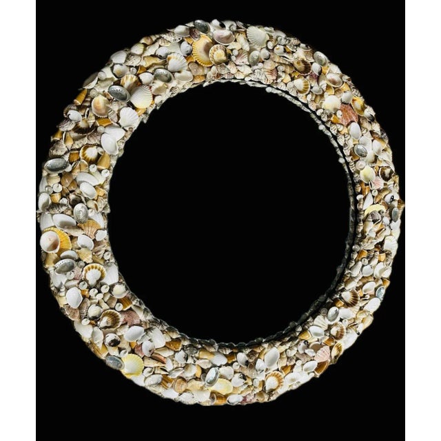 Beautiful vintage seashell round mirror, ready to hang the perfect coastal decor with many different sizes & colors of...