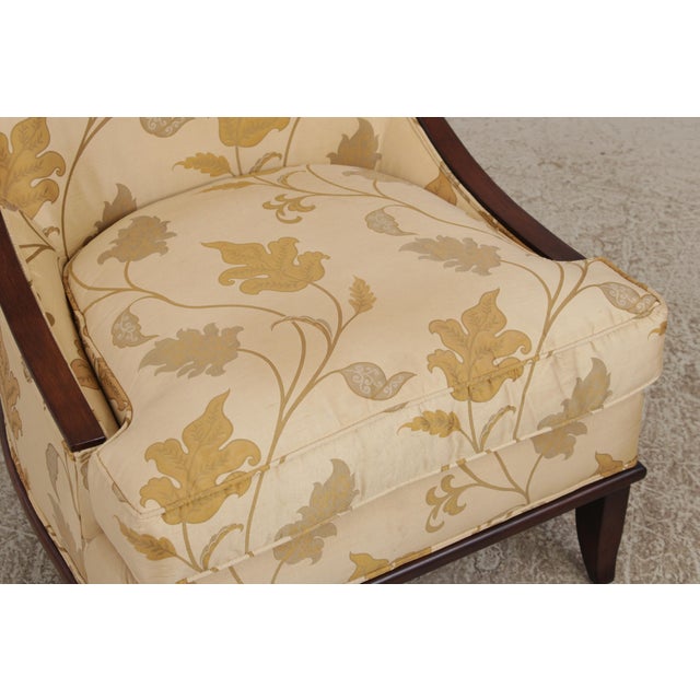 Pair of Drexel Heritage Upholstered Mahogany Slipper Chairs For Sale - Image 9 of 18