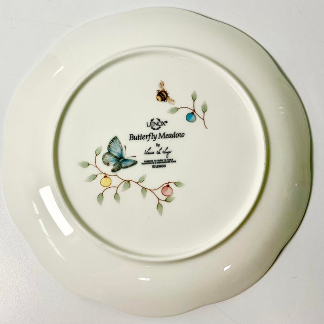 Vintage Hollywood Regency Americana Lenox Butterfly Meadow Christmas Dessert Plates - Set of 8 For Sale - Image 6 of 6