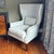 Verellen Wingback Chair in Blue Linen For Sale In Washington DC - Image 6 of 8