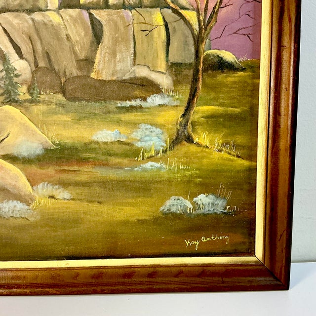 1970s 1972 Impressionist Rustic Landscape Original Oil Painting, ‘Old Wyoming’ by Kay Anthony For Sale - Image 5 of 15