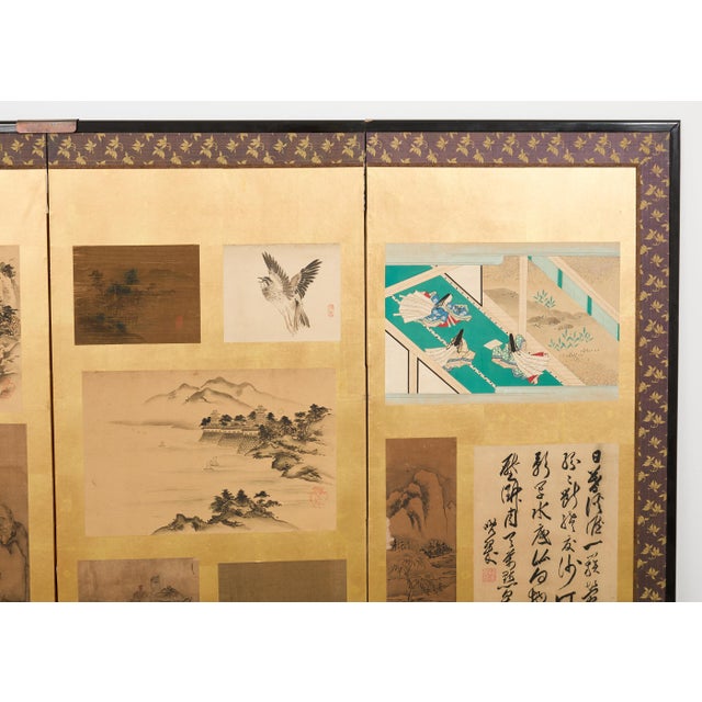 Pair Japanese Edo Six Panel Harimaze Decoupage Screens For Sale - Image 15 of 18