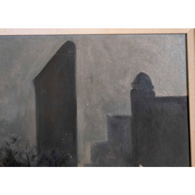 Mid-Century American Tonalist Nocturne Painting of Flatiron Building New York City For Sale - Image 10 of 15