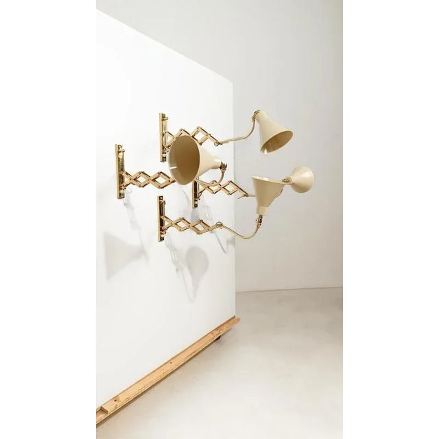 Metal Vintage Italian Adjustable Wall Lights in Brass and Creamy White Metal, 1950s For Sale - Image 7 of 18