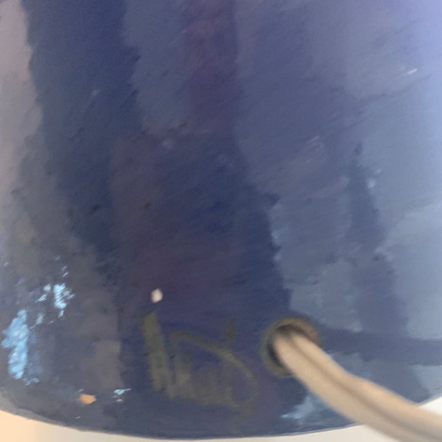 1960s Gordon Martz Ceramic Table Step Lamp in Sapphire Blue For Sale - Image 10 of 11