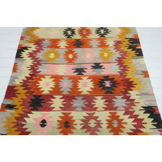 Art Deco Vintage Turkish Kilim Rug-5′2″ × 9′1″ For Sale - Image 3 of 13