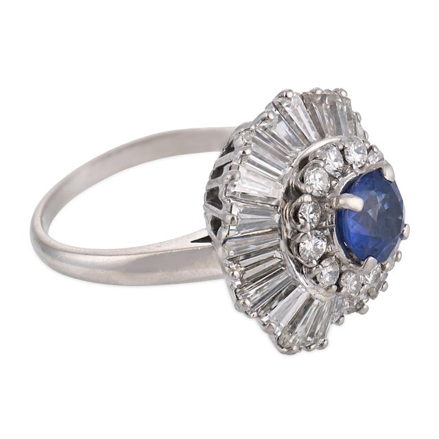 Vintage 1.35 Carat Sapphire Diamond Platinum Ring Pendant, Size 7.25 For Sale - Image 4 of 7