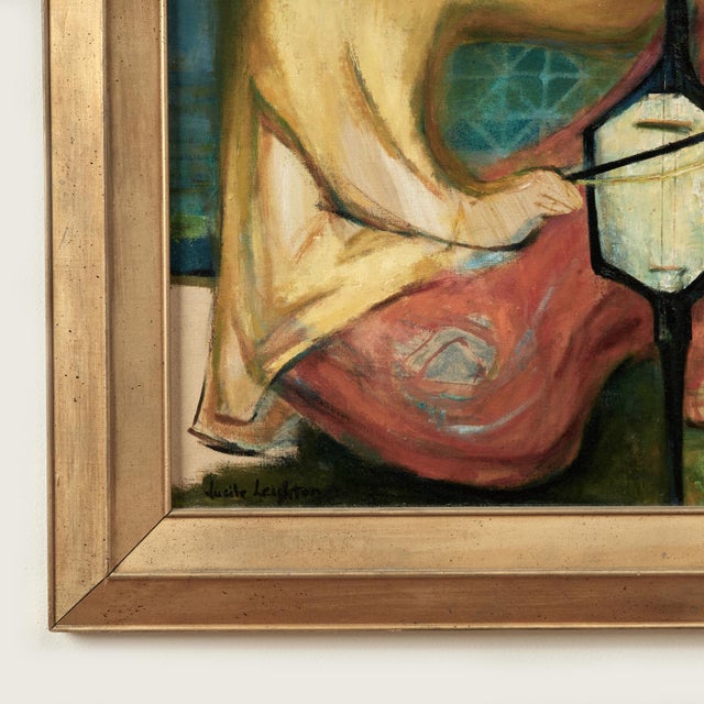Vintage Modernist Painting of a Musician by Lucile Leighton For Sale In West Palm - Image 6 of 9
