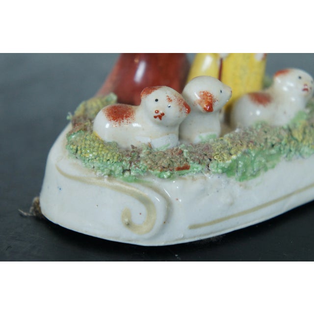 Antique Mid 19th Century Dudson English Staffordshire Pearlware Bocage Shepherd Figures - Set of 2 For Sale - Image 11 of 13