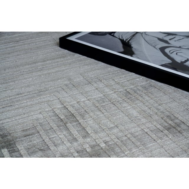2020s Exquisite Rugs Castelli Handmade Bamboo Silk & Cotton Gray Rug-9'X12' For Sale - Image 5 of 7