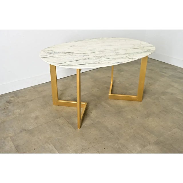French Modern Oval Marble Dining Table For Sale - Image 9 of 12