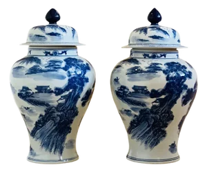 Pair of Mid 20th Century Chinoiserie Ginger Jars