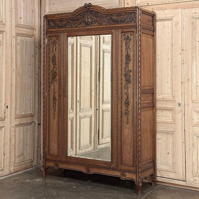 19th Century French Louis XVI Walnut Armoire For Sale - Image 4 of 18