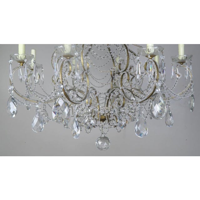 Transparent French Crystal Beaded 8-Arm Chandelier, 20th Century For Sale - Image 8 of 12
