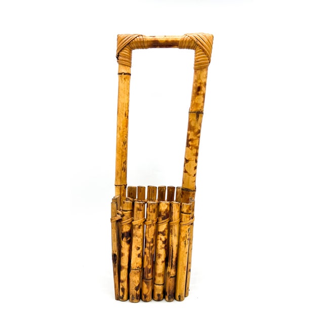 Ficks Reed Vintage Burnt Bamboo & Rattan Handled Basket – Organic Modern / Bohemian For Sale - Image 4 of 9