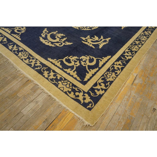 Blue Room Size Antique Artistic Chinese Dragon Design Peking Carpet For Sale In New York - Image 6 of 9