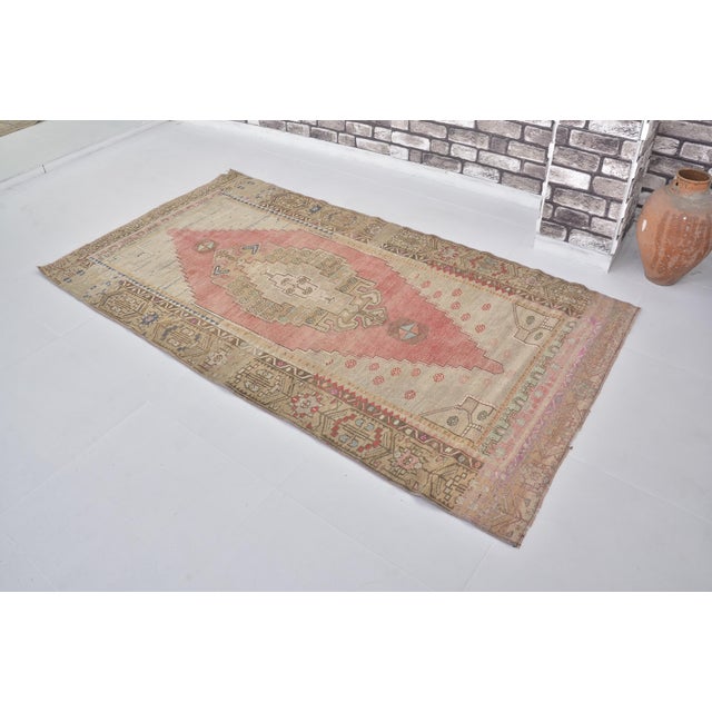 Handmade wool carpet in Turkish Anatolia , Vintage Oushak Rug,Turkish Vintage Anatolian Rug, Handmade wool Rug . One Of...