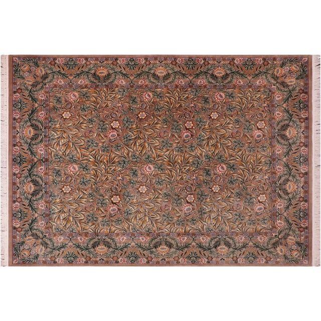 Chocolate Shabby Chic Pak-Persian Brown/Green Wool Rug - 8'2'' X 10'10'' For Sale - Image 8 of 9