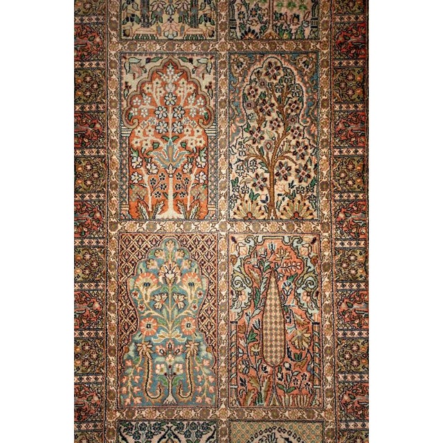 Large Vintage Kashmir Silk Rug For Sale - Image 9 of 12