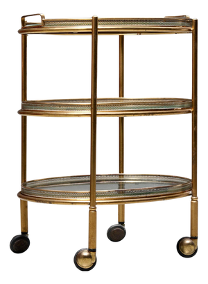 Bar Cart in Brass and Glass from Maison Jansen, France, 1960s