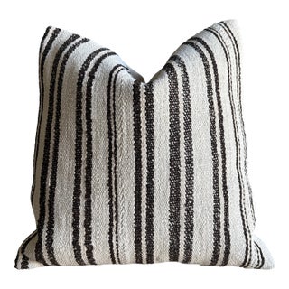 Vintage Rug Pillow Cover With Stripes For Sale