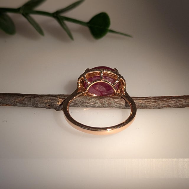 8.4ct Star Ruby Ring w Natural Diamond Accents in Solid 14K Gold | OV ...