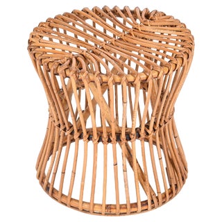Mid-Century Italian Bamboo and Rattan Stool from BBB Boncina, 1960s For Sale
