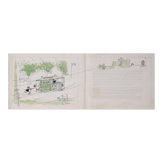 Pigs on a Trolley - Vintage Picture Book Two-Page Spread Illustration by Irene Pattinson For Sale