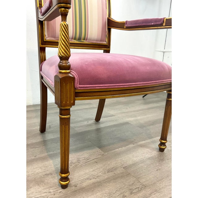 Karges Empire Style Orchid Velvet Dining Arm Chairs For Sale - Image 9 of 9