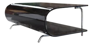 Post Modern Milo Baughman Style Smoked Glass and Bent Chrome Coffee Table
