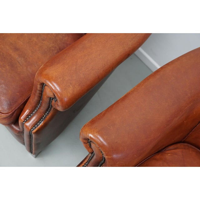 Vintage Dutch Cognac Leather Club Chair, 1970s, Set of 2 For Sale - Image 3 of 18