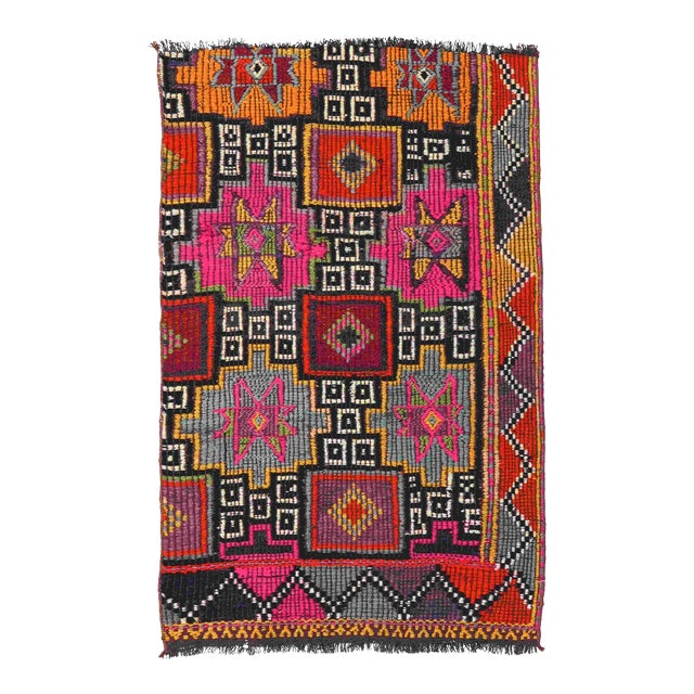 Ebroidered Small Vintage Kilim Rug - 2`7″ X 4`3″ Ft. For Sale