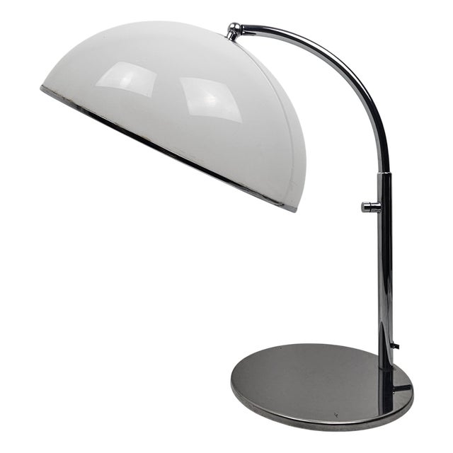 Table Lamp in Chrome and White Acrylic Diffuser, Italy, 1970s For Sale