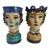 Rare Pair of Cantagalli Florence Renaissance Revival Majolica Figural Head Vases, Italy, Late 19th Century For Sale