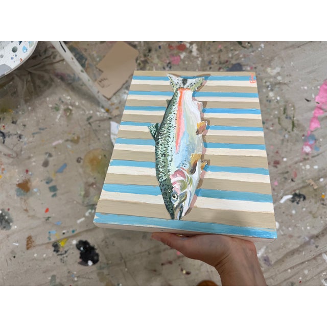 Tan Rainbow Trout Acrylic Painting For Sale - Image 8 of 11