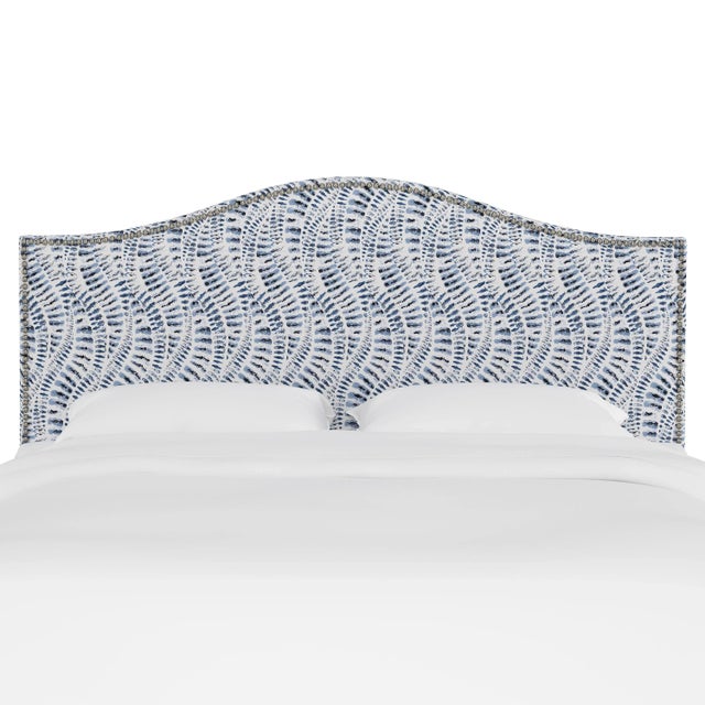 Transitional Ashland Headboard in Blue Snake Skin, King For Sale - Image 3 of 6