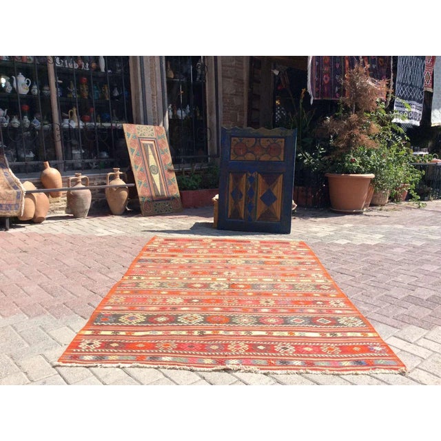 Mid-Century Modern Tribal Vintage Kilim - 58" X 92" For Sale - Image 3 of 10