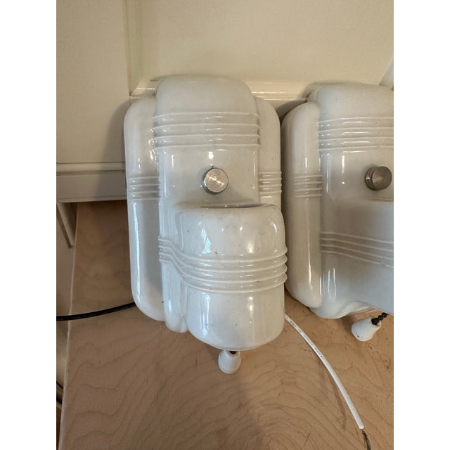 Old Lights On is pleased to offer this awesome set of three Paulding porcelain wall sconces. They are rewired and ready to...