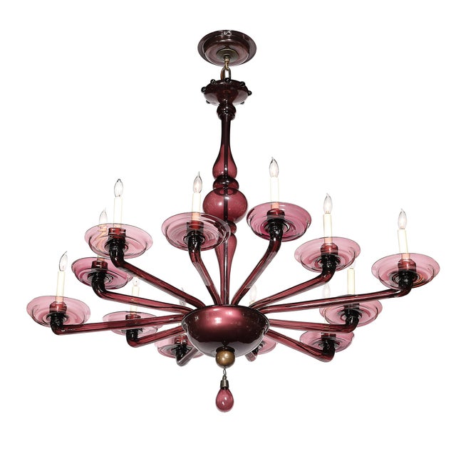 Mid-Century Modern Modernist Hand-Blown Classical Amethyst Murano Glass Chandelier by Lorin Marsh For Sale - Image 3 of 18