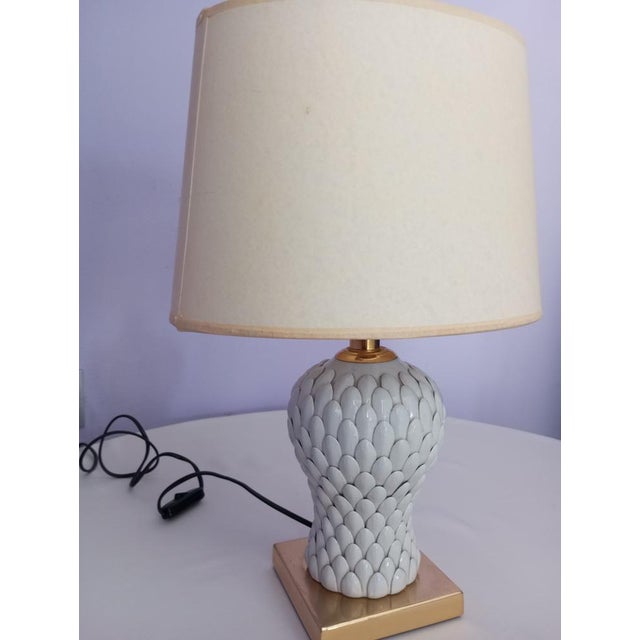 Brass and Porcelain Table Lamp by Tommaso Barbi, 1980s For Sale - Image 9 of 17