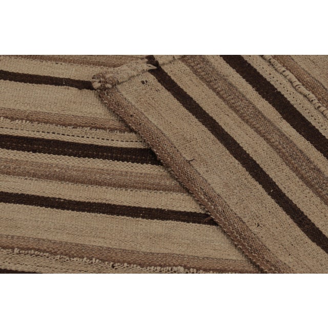 Beige Vintage Persian Kilim, Square Rug in Neutral Vertical Stripes - Rug & Kilim For Sale - Image 8 of 8