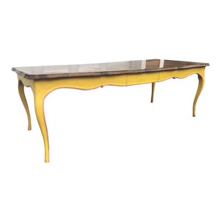 1970s Yellow French Country Style Dining Table For Sale