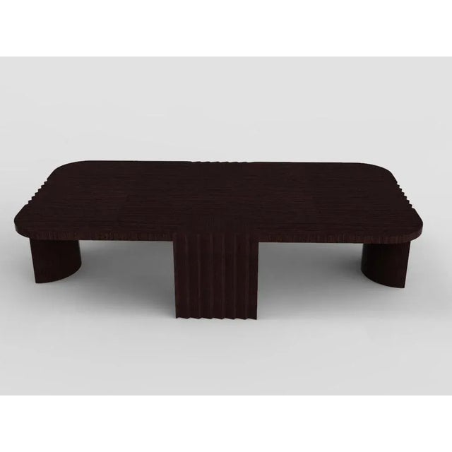 Contemporary modern european caravel low coffee table in black oak by collector 21st century colombo, the italian...