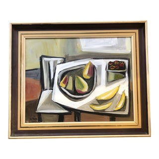 Original Contemporary Stewart Ross Modernist Still Life Abstract Painting Vintage Frame For Sale