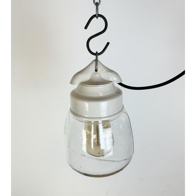 White Vintage White Porcelain Pendant Light, 1970s For Sale - Image 8 of 14