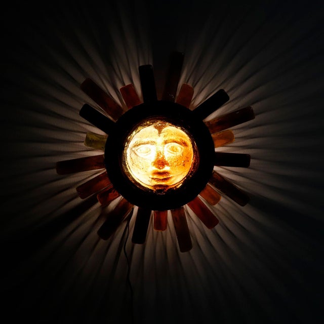 1960s Big Size Brutalist Wall Lamp in Sun Form by Feders For Sale - Image 11 of 17